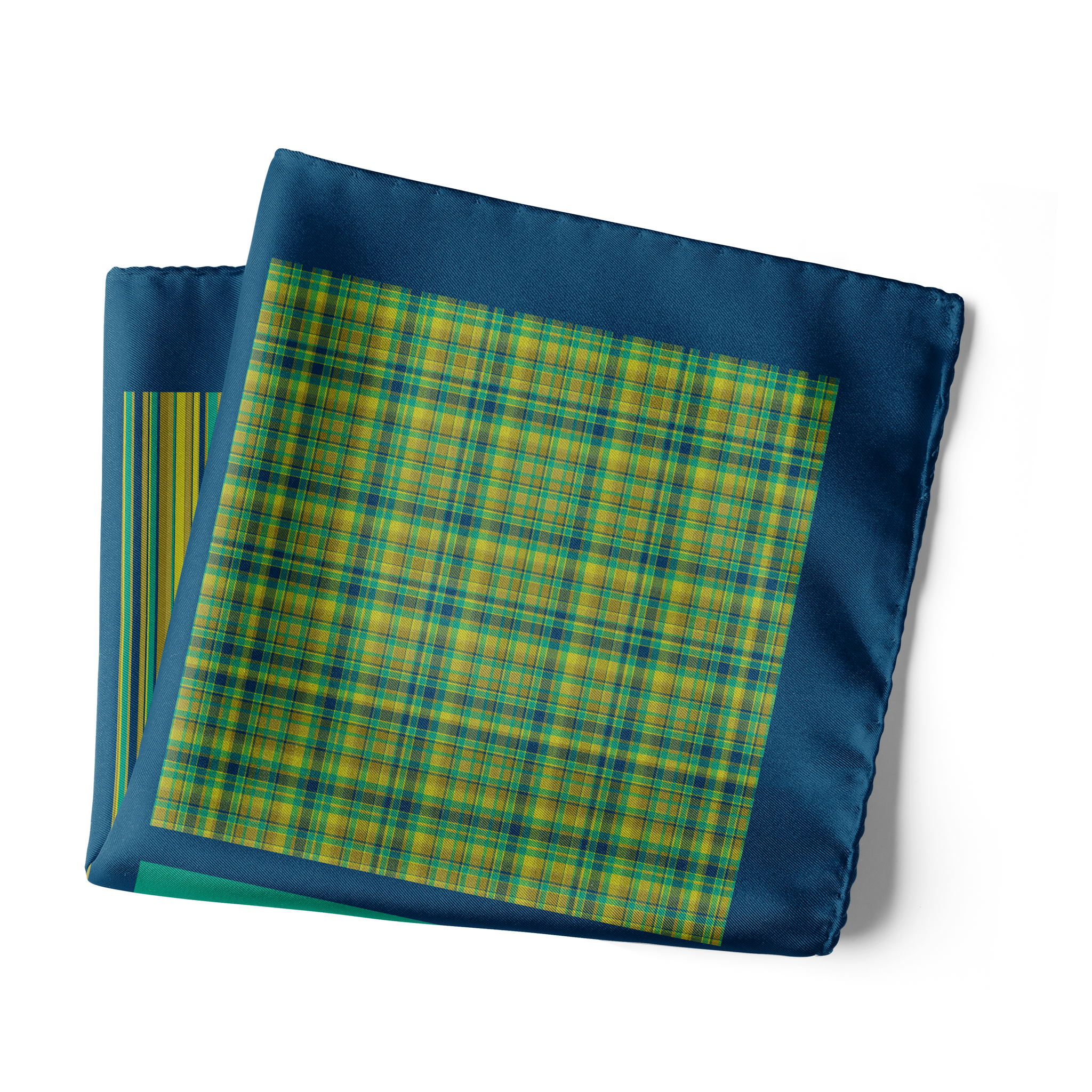 Chokore Four-in-One Shades of Green & Yellow Silk Pocket Square from the Plaids Line