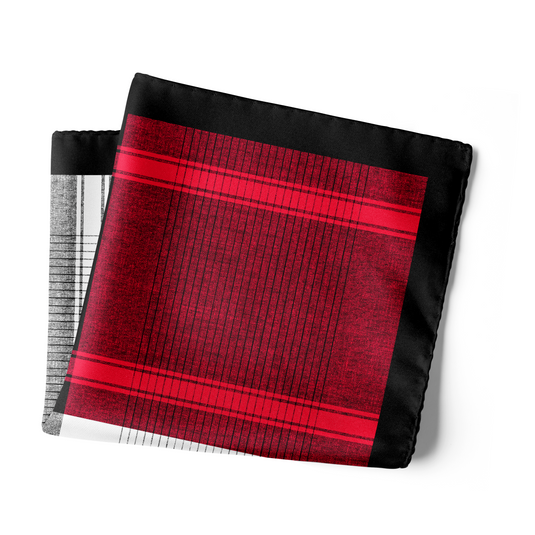 Chokore 4-in-1 Black & Red Silk Pocket Square - Indian At Heart Collection