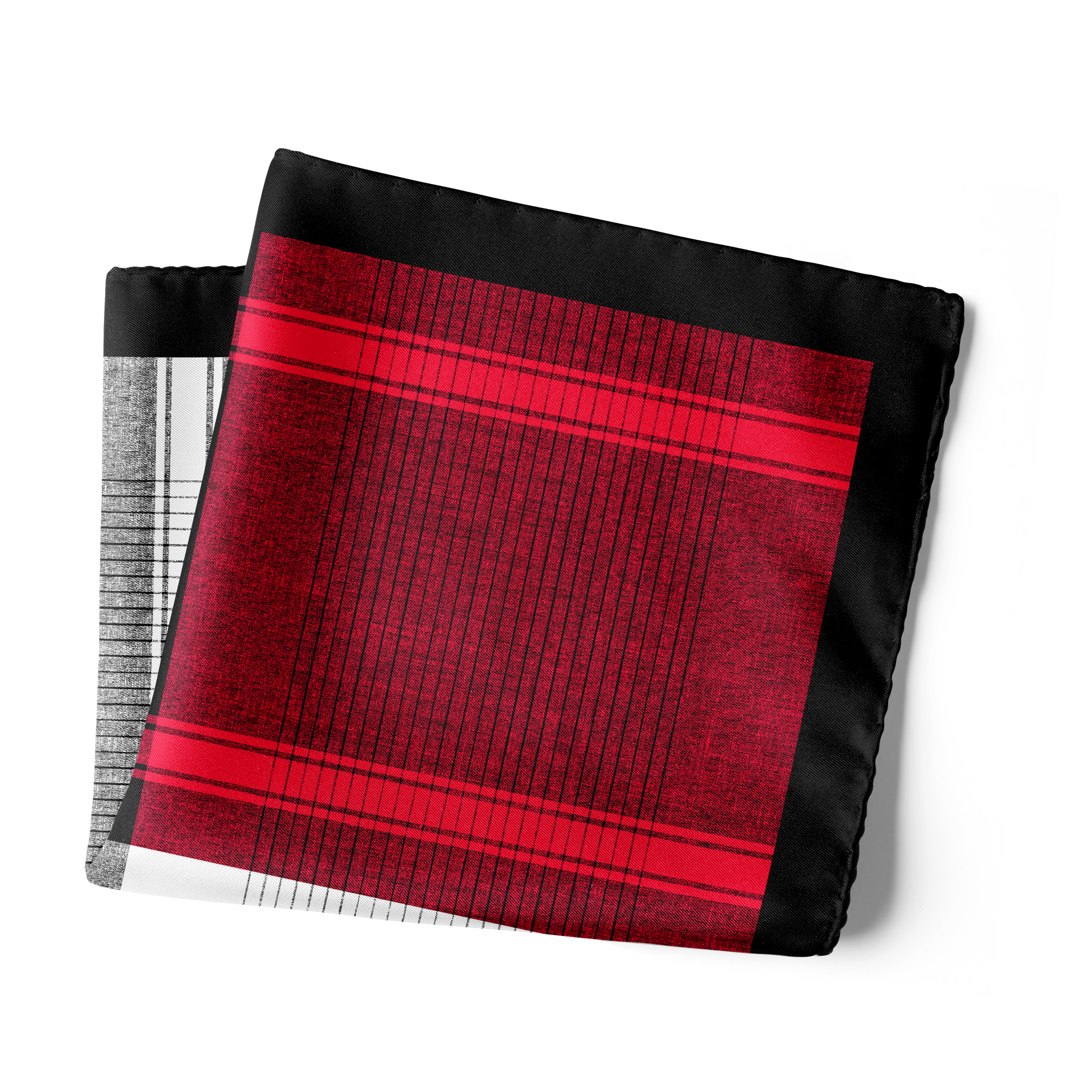 Chokore 4-in-1 Black & Red Silk Pocket Square