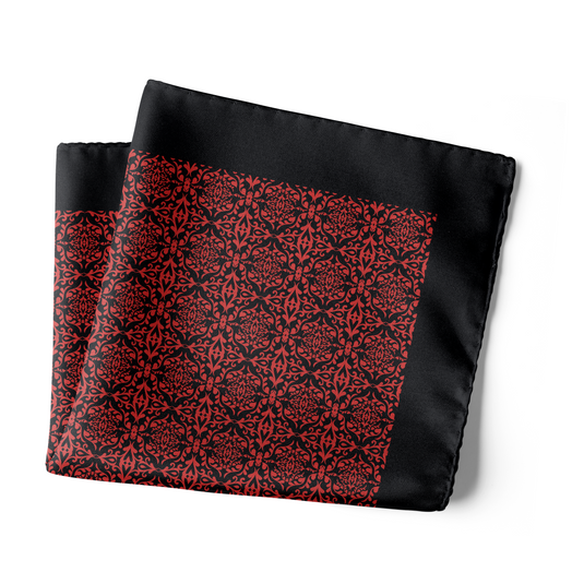 Chokore Red Satin Silk pocket square from the Indian at Heart Collection