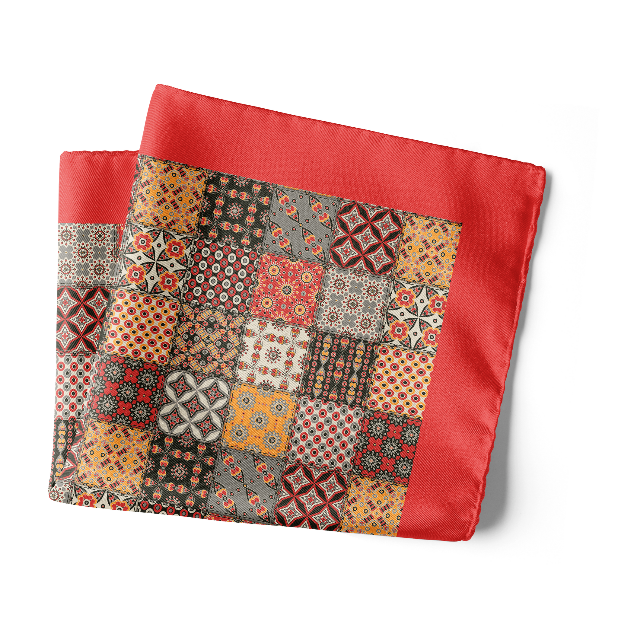Chokore Red Satin Silk pocket square from the Indian at Heart Collection