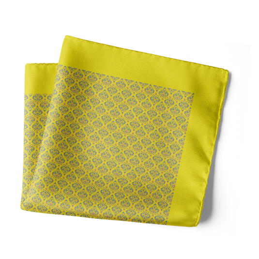 Chokore Yellow Satin Silk pocket square from the Indian at Heart Collection