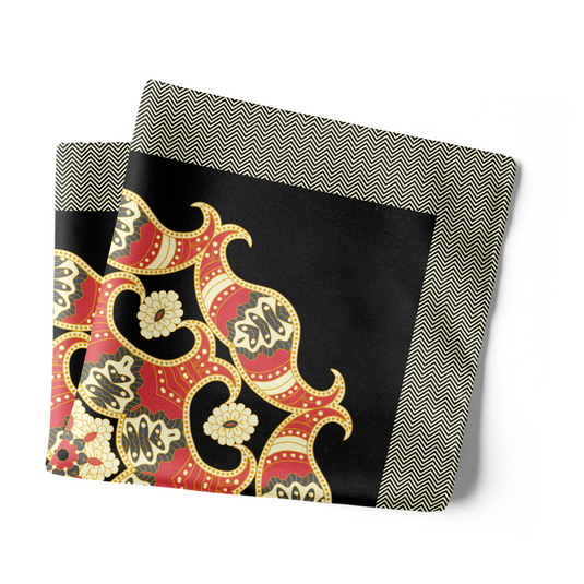 Chokore Red Satin Silk pocket square from the Indian at Heart Collection