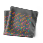 Chokore Chokore Grey and Multicoloured Satin Silk pocket square from the Wildlife Collection 