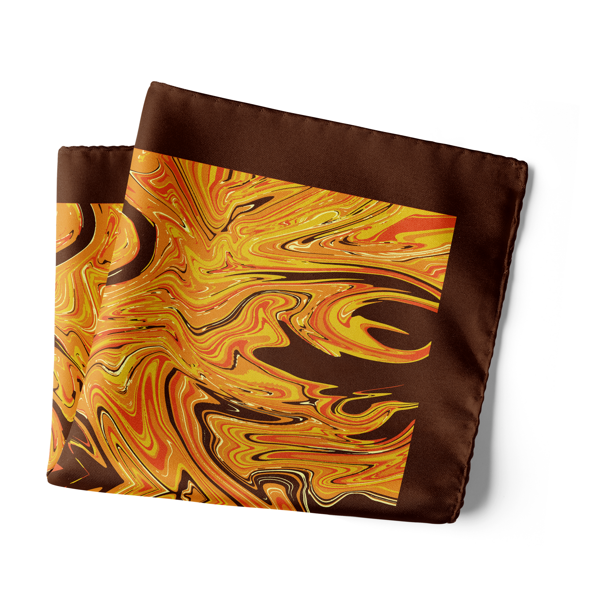 Chokore Choc Brown & Orange Silk Pocket Square from the Marble Design range