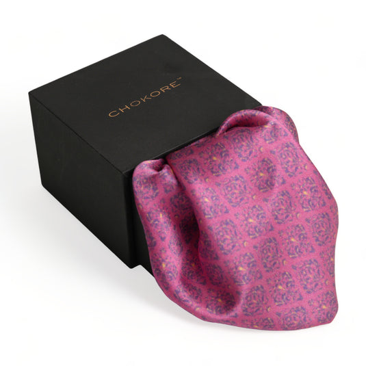 Chokore Pink & Purple Silk Pocket Square - Indian at Heart Range