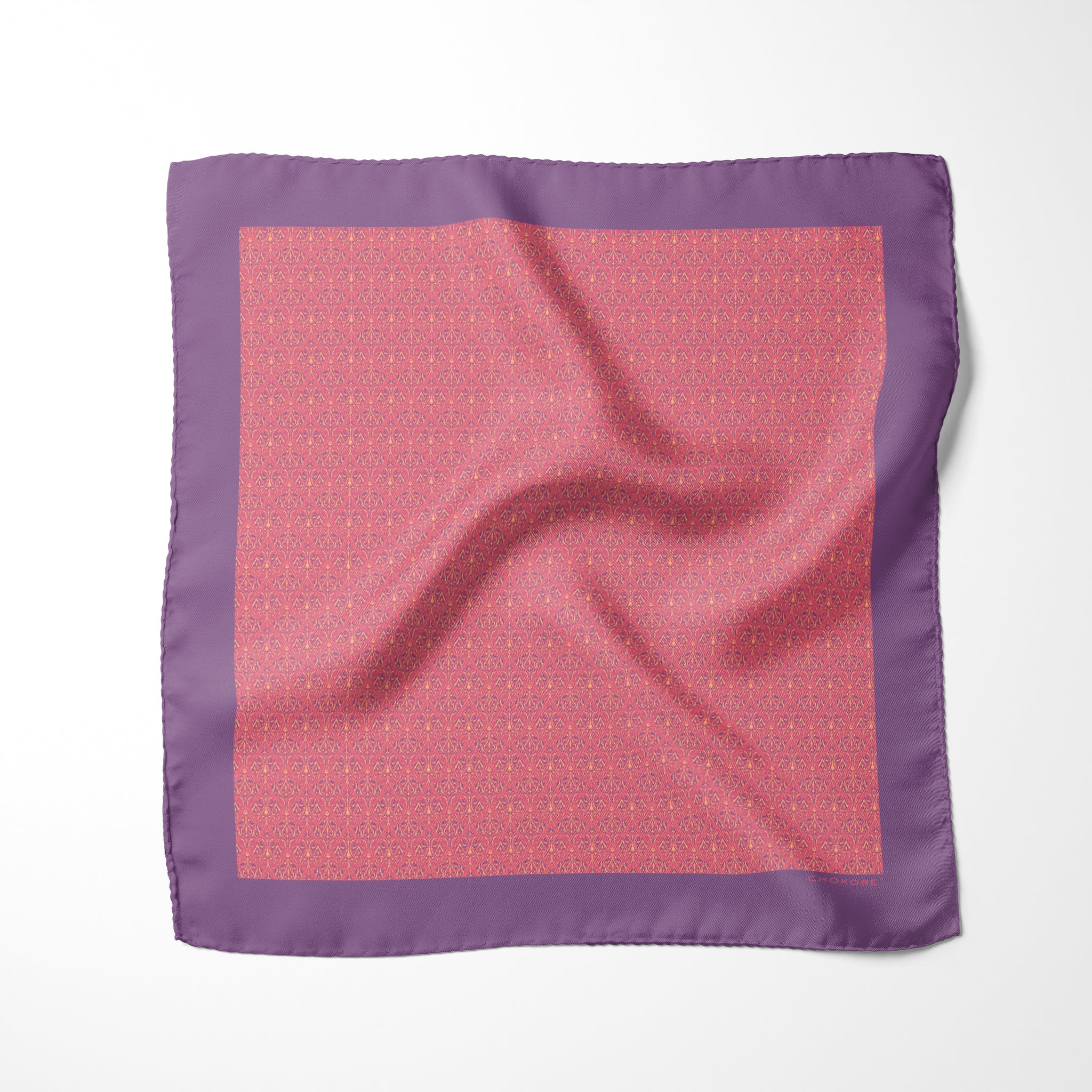 Chokore Pink & Purple Silk Pocket Square - Indian at Heart Range