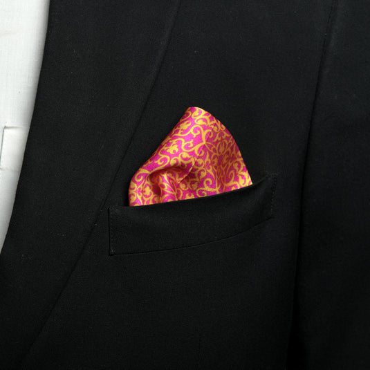 Chokore Yellow & Pink Printed Pocket Square - Indian at Heart Range