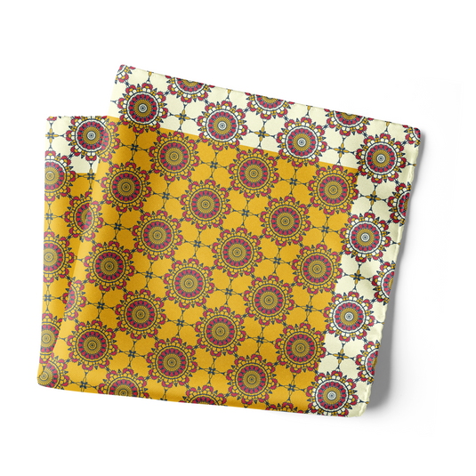 Chokore Yellow & Navy Blue Silk Pocket Square - Indian at Heart Range