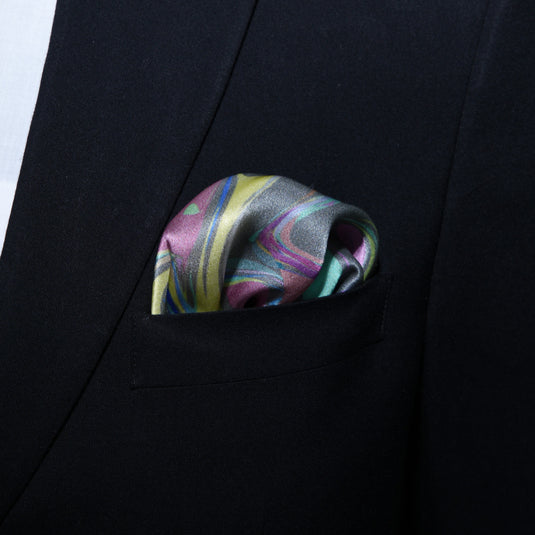 Chokore Marsala & Gray Silk Pocket Square - Marble Range