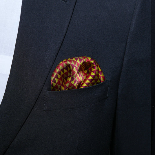 Chokore Maroon & Yellow Silk Pocket Square - Plaids Range