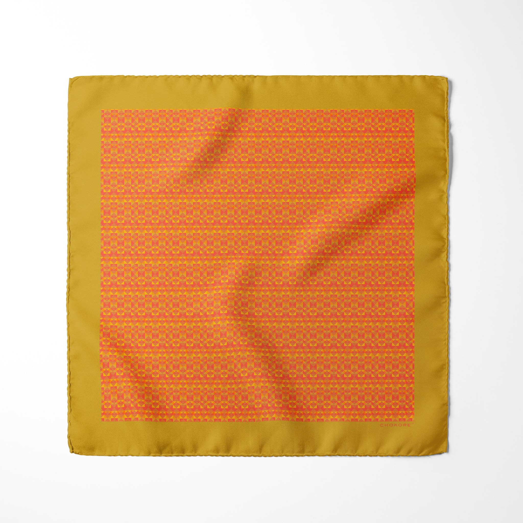 Chokore Mustard & Orange Silk Pocket Square - Plaids Range