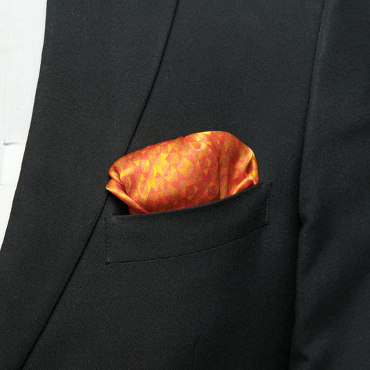 Chokore Mustard & Orange Silk Pocket Square - Plaids Range