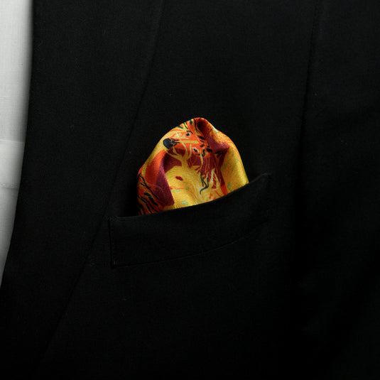 Chokore Galloping Horses Multicolor Silk Pocket Square - Wildlife Range
