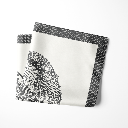Chokore Artistic Pup Black and Off-White Silk Pocket Square - Wildlife Range