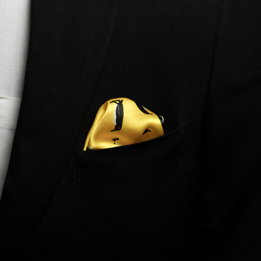 Chokore Yellow Baby Penguin Silk Pocket Square - Wildlife Range