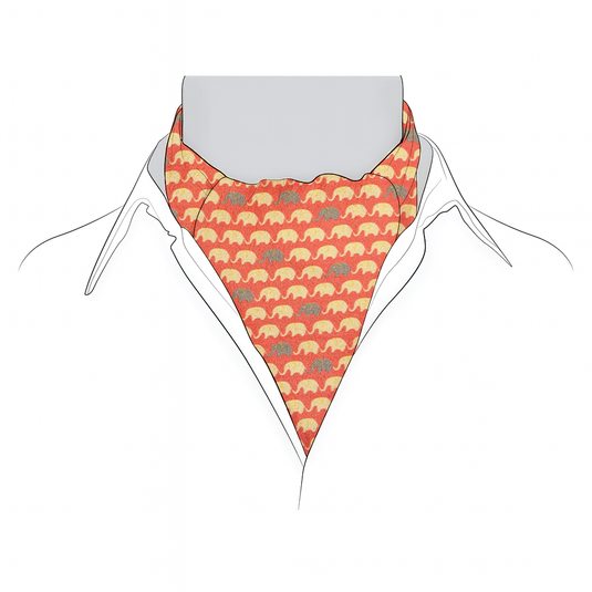 Chokore Pink & White Elephant Silk Reversible Cravat
