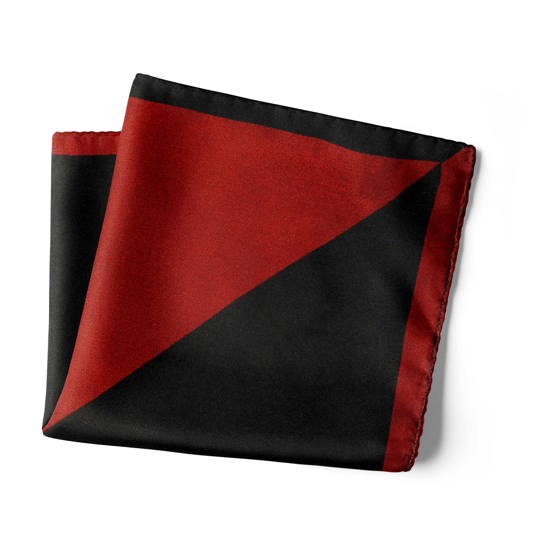 Chokore 2-in-1 Red & Black Silk Pocket Square from the Solids Line