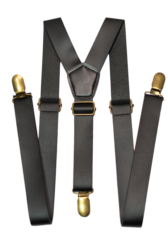 Chokore Y-shaped PU Leather Suspenders with Finger Clips (Black)