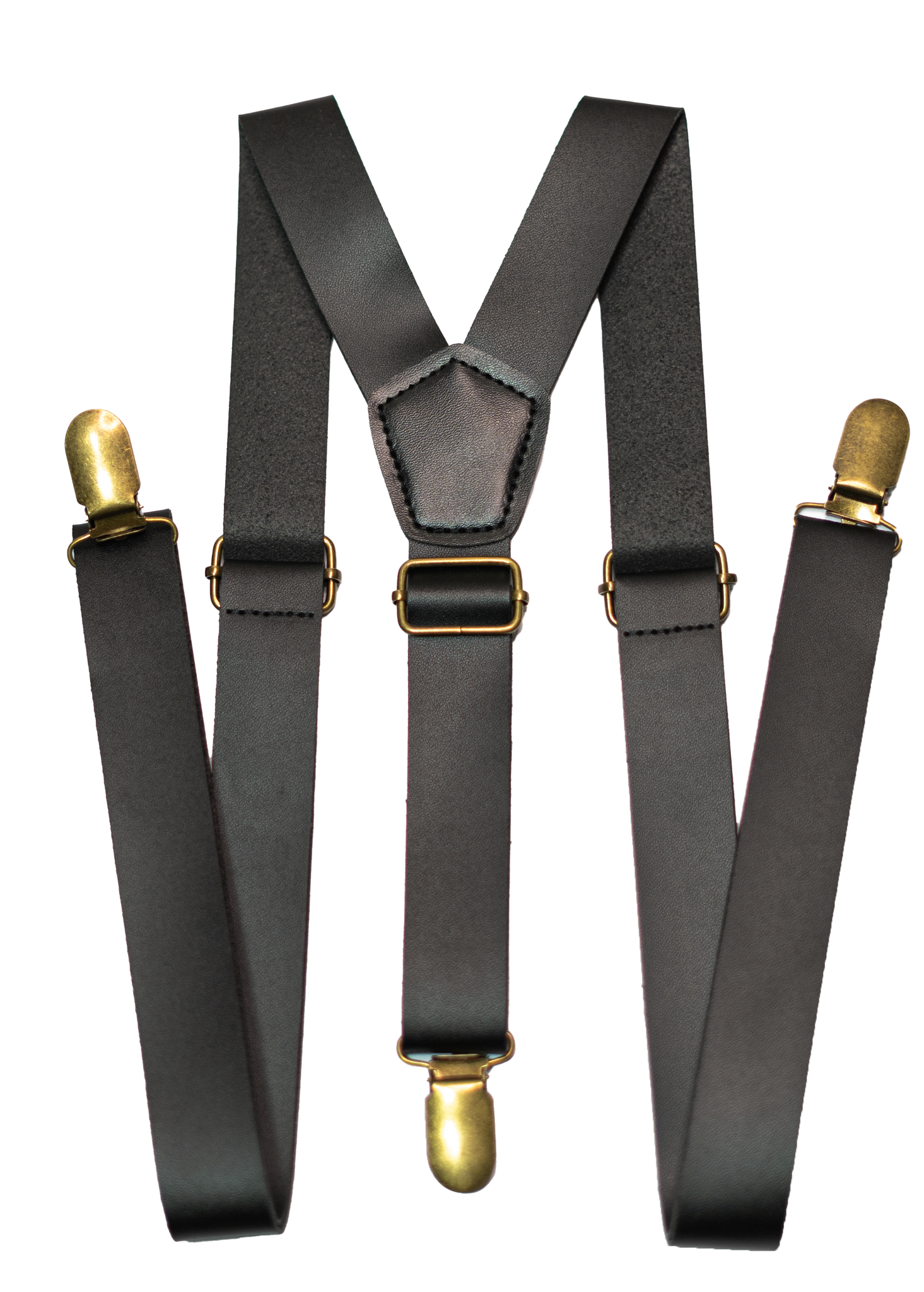 Chokore Y-shaped PU Leather Suspenders with Finger Clips (Black)
