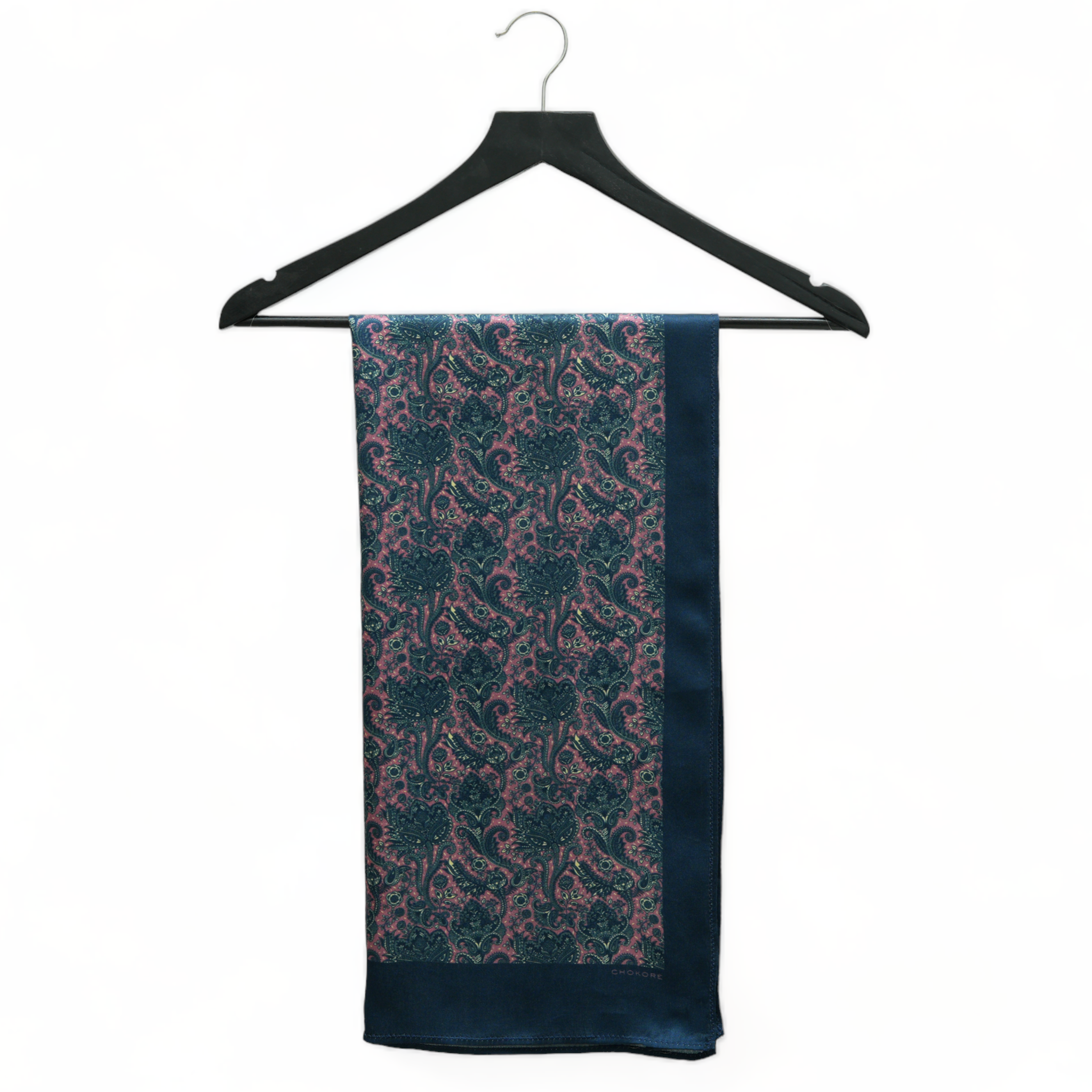 Printed Blue & Red Satin Silk Stole for Women