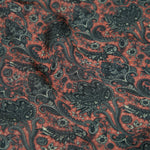 Chokore Printed Red & Black Satin Silk Stole for Women 