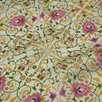 Chokore Printed Off White, Orange & Pink Satin Silk Stole for Women