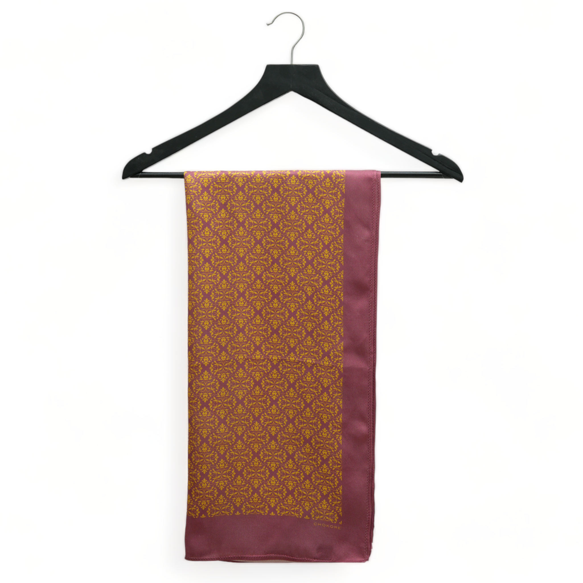 Printed Red & Orange Satin Silk Stole for Women
