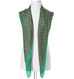Chokore Printed Off White, Green and Blue Satin Silk Stole for Women Printed Black & Sea Green Satin Silk Stole for Women