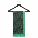 Chokore Printed Black & Sea Green Satin Silk Stole for Women 