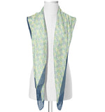 Chokore Printed Off White, Orange & Pink Satin Silk Stole for Women Printed Off White, Green and Blue Satin Silk Stole for Women
