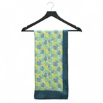 Chokore Printed Off White, Green and Blue Satin Silk Stole for Women 