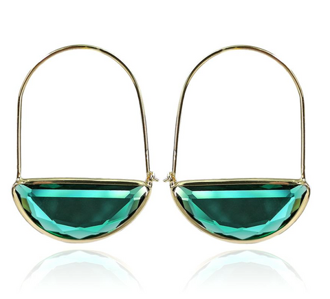 Hoops with turquoise blue glass droplets. Gold tone. - Hoops with turquoise blue glass droplets. Gold tone.