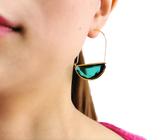 Chokore Hoops with turquoise blue glass droplets. Gold tone. 