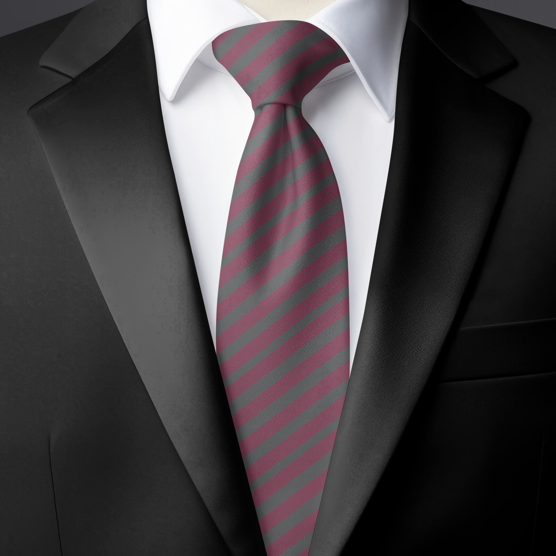 Chokore Mauve & Gray Stripes Silk Necktie - Plaids Range