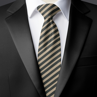Chokore Chokore Off-White & Black Stripes Silk Necktie - Plaids Range