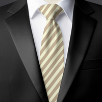 Chokore Chokore Off-White & Beige Stripes Silk Necktie - Plaids Range
