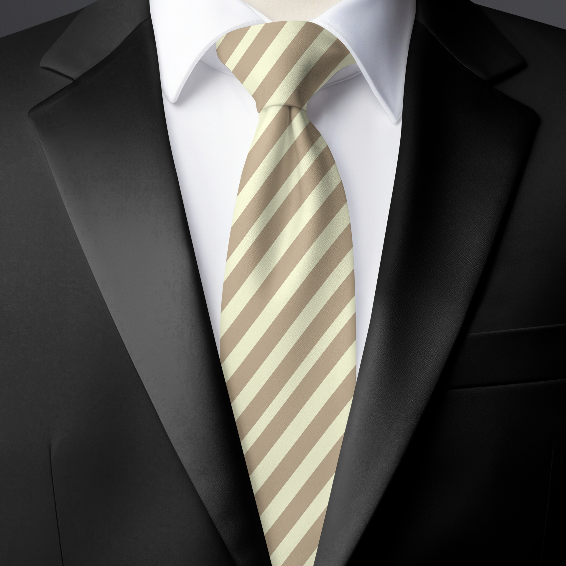 Chokore Off-White & Beige Stripes Silk Necktie - Plaids Range