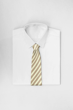 Chokore Chokore Off-White & Beige Stripes Silk Necktie - Plaids Range 