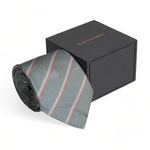 Chokore Chokore Gray Striped Silk Necktie - Plaids Range 