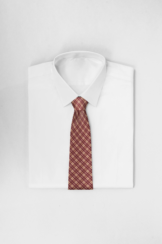 Chokore Brick Red & Beige Tartan Silk Necktie - Plaids Collection