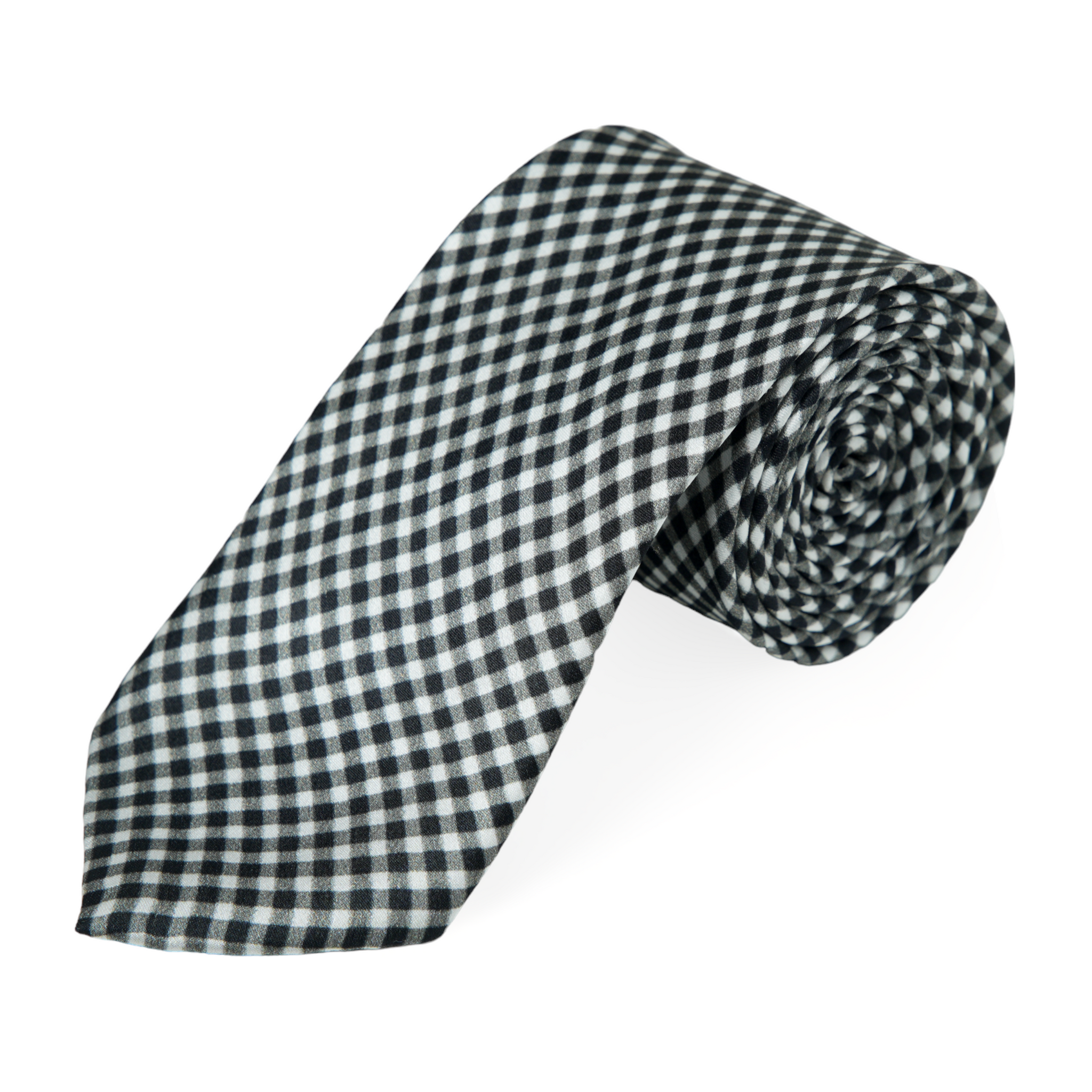Chokore Black & White Gingham Silk Necktie - Plaids Range