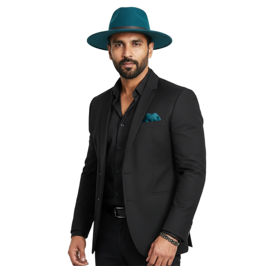 Chokore Vintage Emerald Fedora Hat (Celestial Blue)