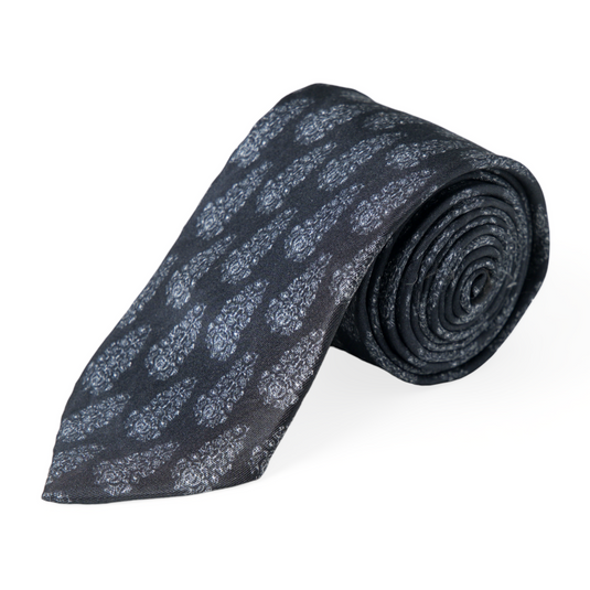 Chokore Grey & White Silk Necktie - Indian at Heart Collection