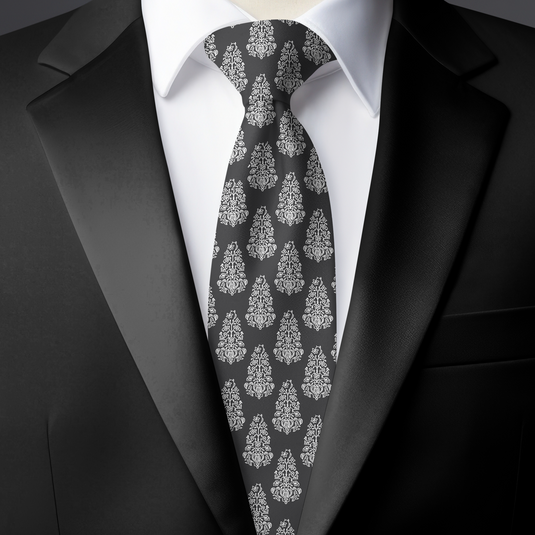 Chokore Grey & White Silk Necktie - Indian at Heart Collection