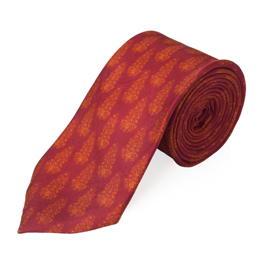 Chokore Red & Orange Silk Necktie - Indian at Heart Collection