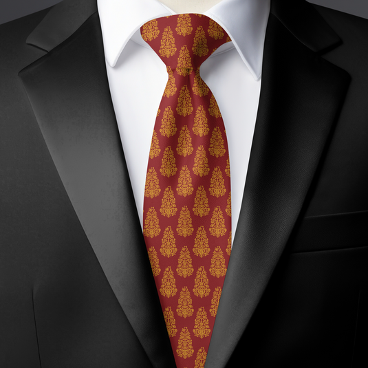 Chokore Red & Orange Silk Necktie - Indian at Heart Collection
