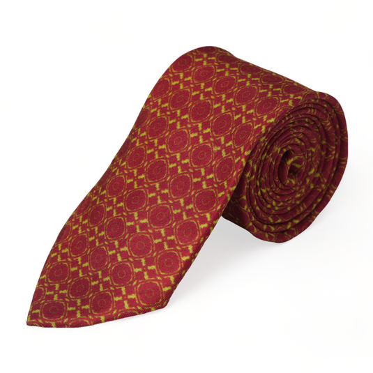 Chokore Mehandi Green & Burgundy Silk Necktie - Indian At Heart Collection