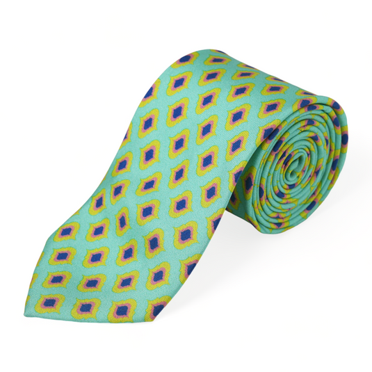 Chokore Light Sea Green & Yellow Silk Tie - Indian At Heart Collection