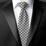 Chokore Chokore Off-White & Black Stripes Silk Necktie - Plaids Range Chokore Black & White Silk Tie - Plaids line